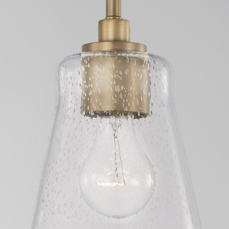 Baker Mini Pendant in Aged Brass with Seeded Glass