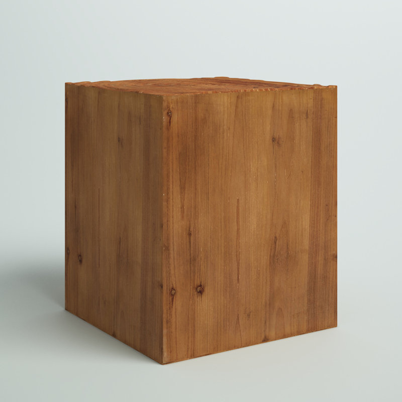 Brown Intricately Carved Wood Square Accent Table