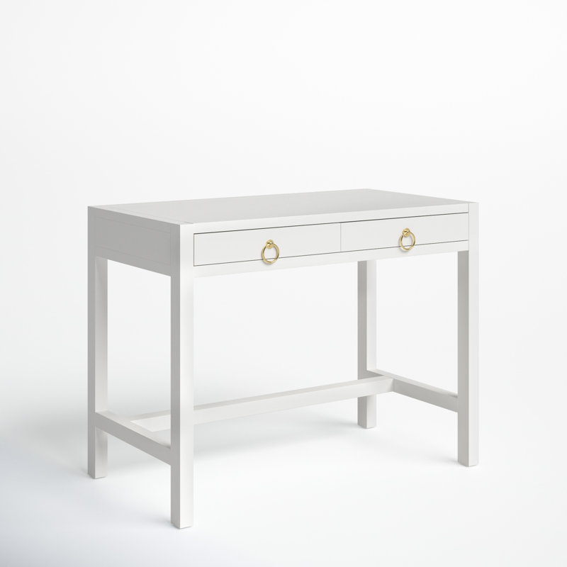 Elin Contemporary White Wood Writing Desk with Drawers