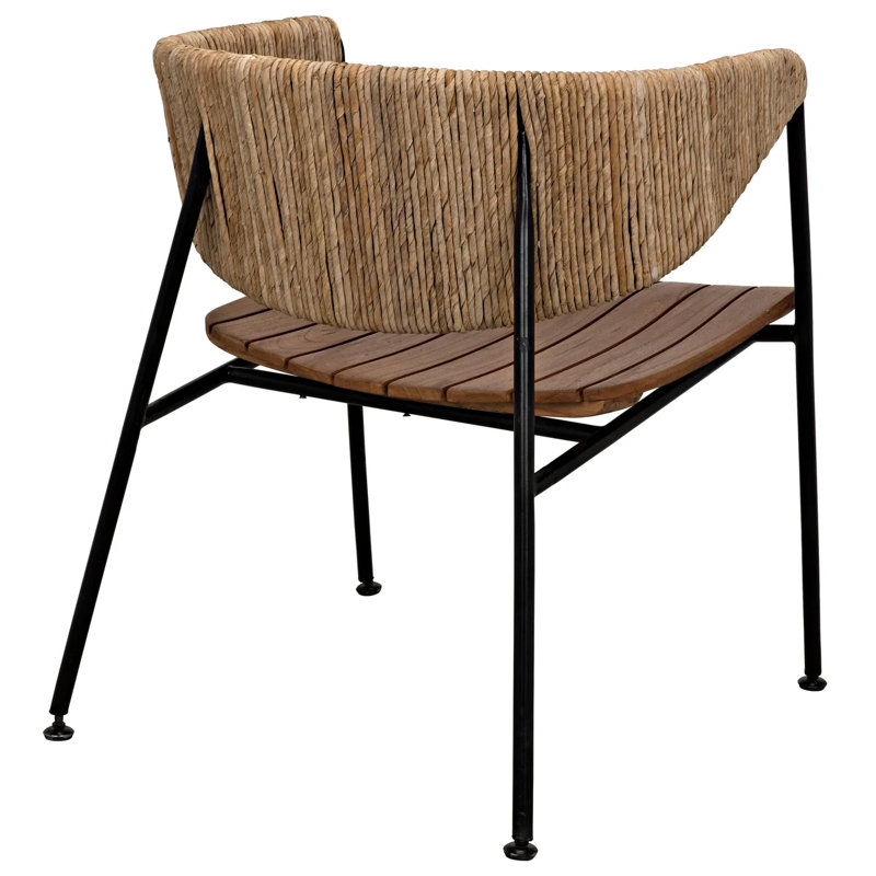 Helena Coastal-Inspired Metal & Seagrass Upholstered Armchair
