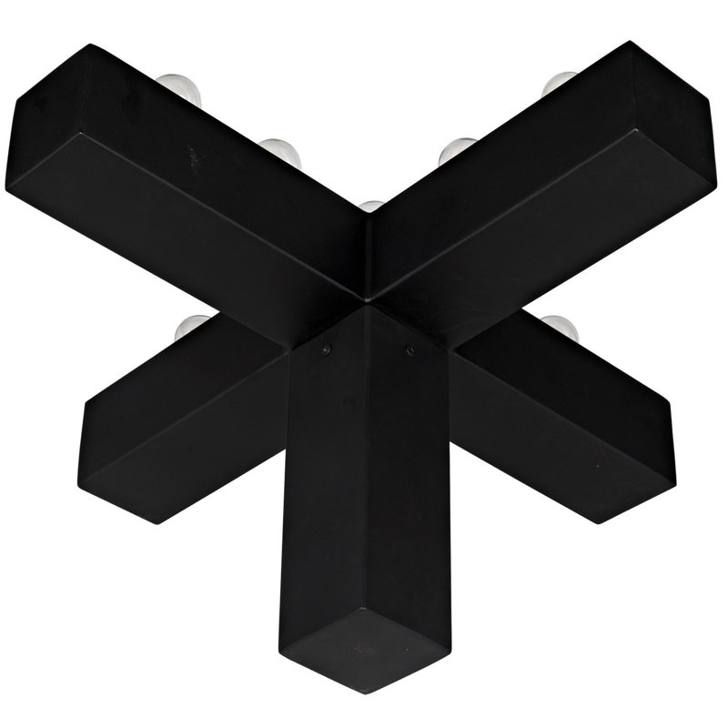 Black Metal 9-Light Modern Table Lamp with Clear Bulbs