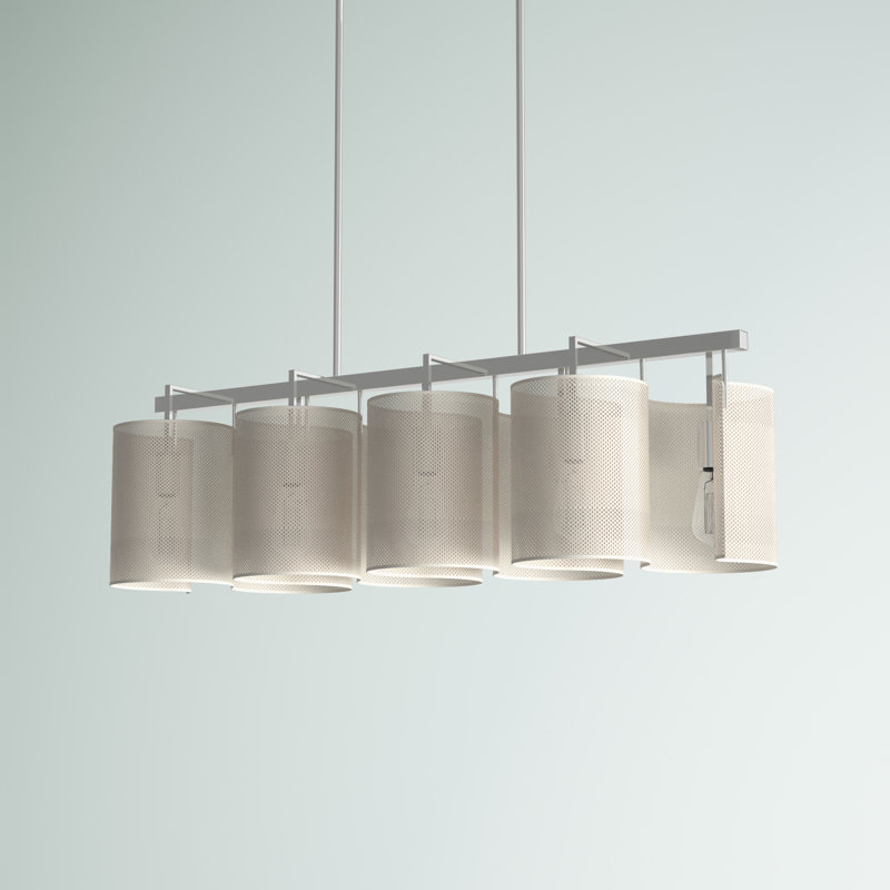 Matte White and Chrome 8-Light Island Chandelier