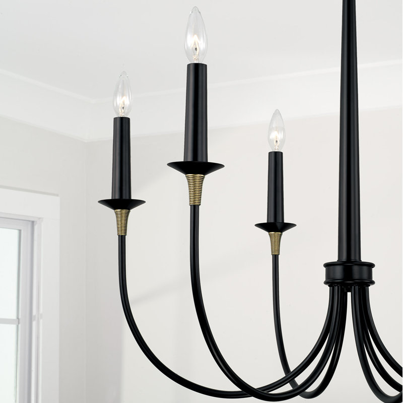 Amara Matte Black and Brass 6-Light Traditional Chandelier