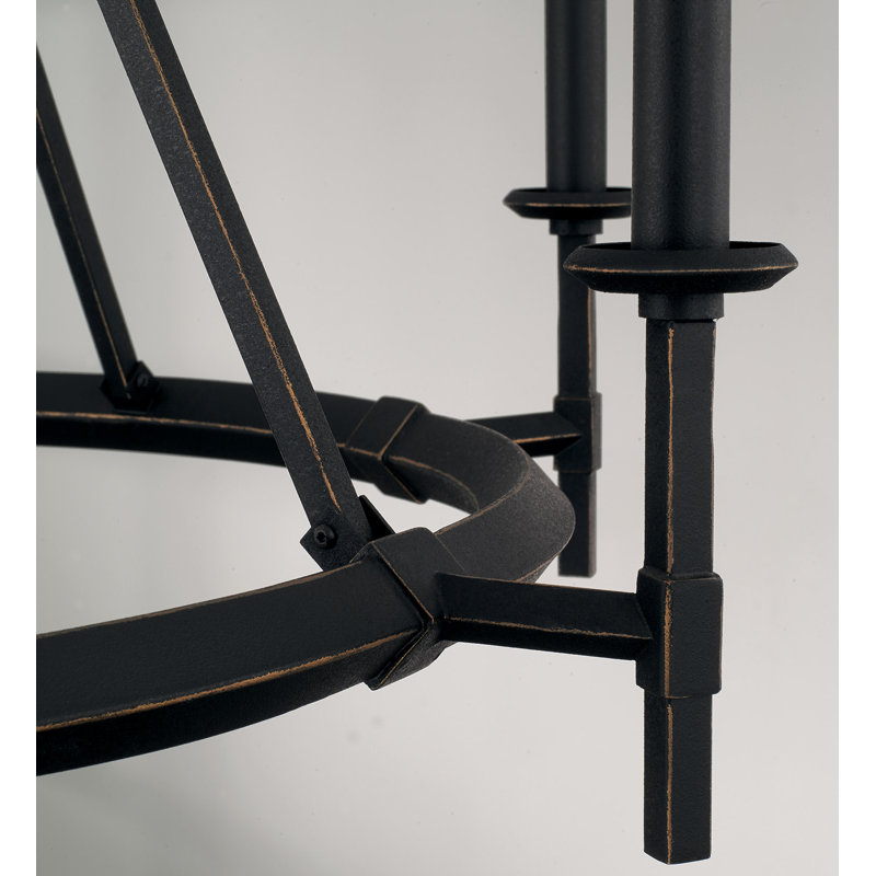 Brushed Black Iron 6-Light Candle Chandelier