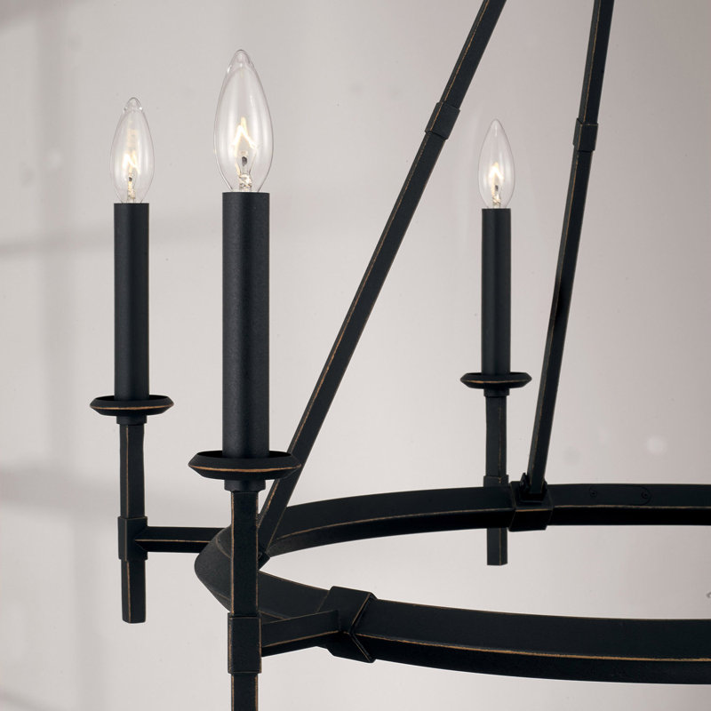 Brushed Black Iron 6-Light Candle Chandelier