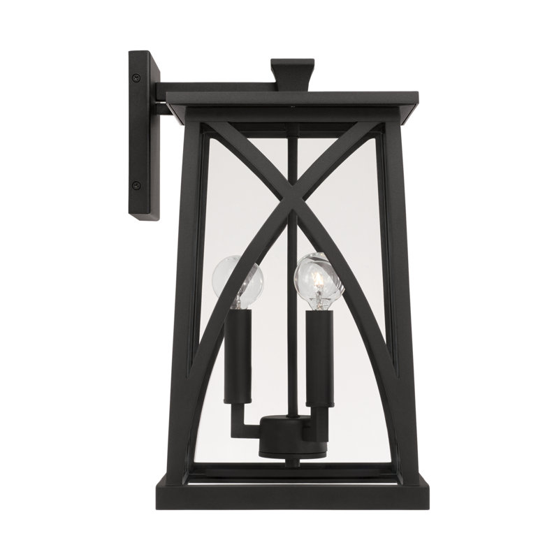 Black Aluminum 3-Light Outdoor Wall Lantern with Clear Glass