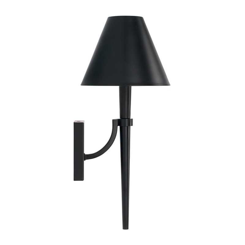 Matte Black Steel Cone Shade Dimmable Wall Sconce