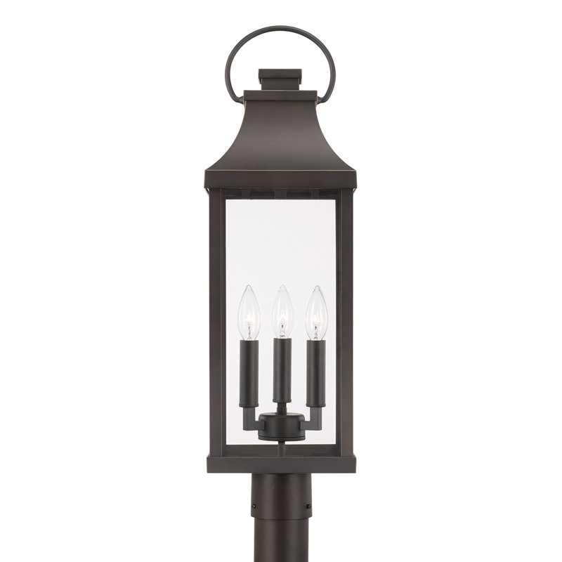 Bradford Oiled Bronze 3-Light Outdoor Post Lantern with Clear Glass