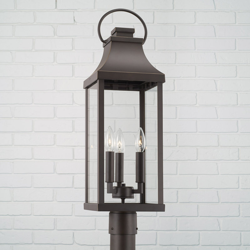 Bradford Oiled Bronze 3-Light Outdoor Post Lantern with Clear Glass