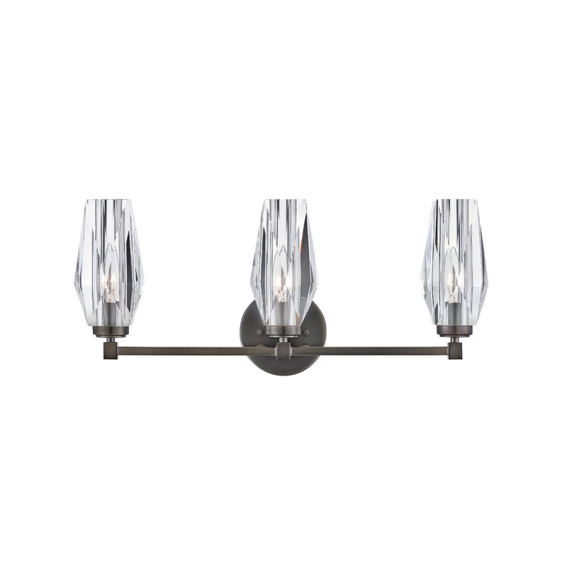 Ana Black Oxide 3-Light Vanity with Faceted Crystal Shades