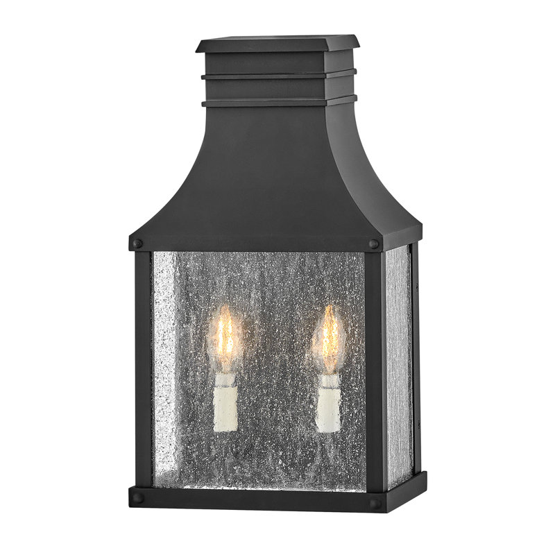 Museum Black Aluminum Outdoor Wall Light with Clear Seedy Glass