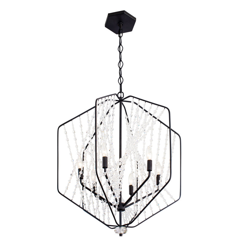 Chelsea 6-Light Black Crystal Pendant Chandelier