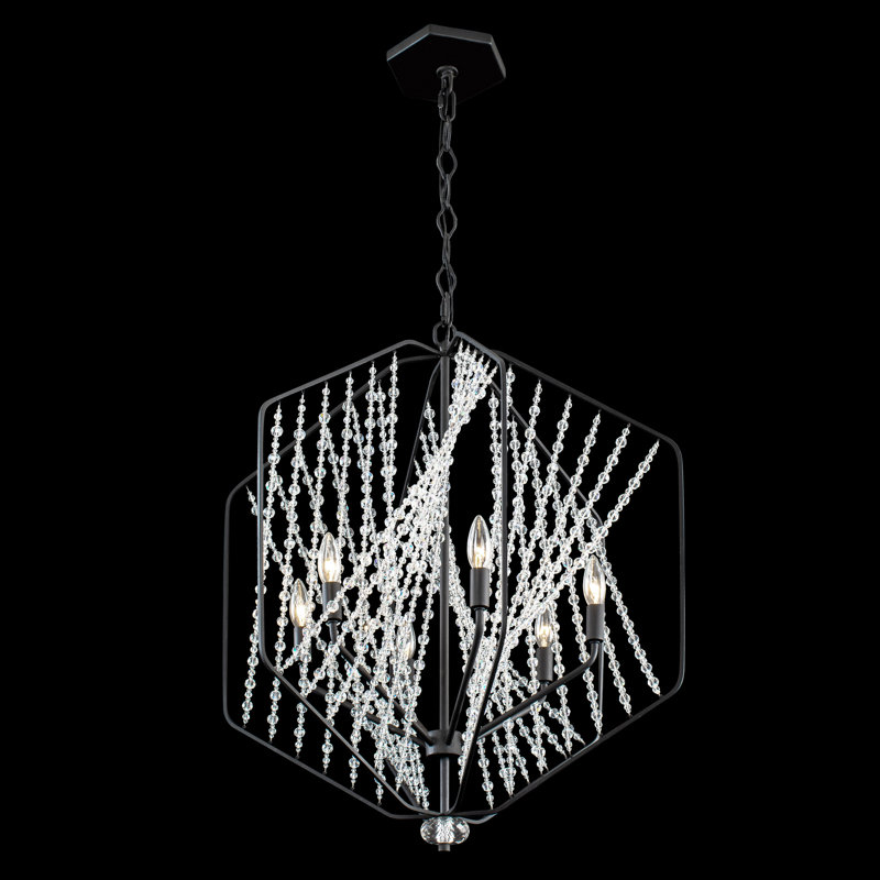 Chelsea 6-Light Black Crystal Pendant Chandelier
