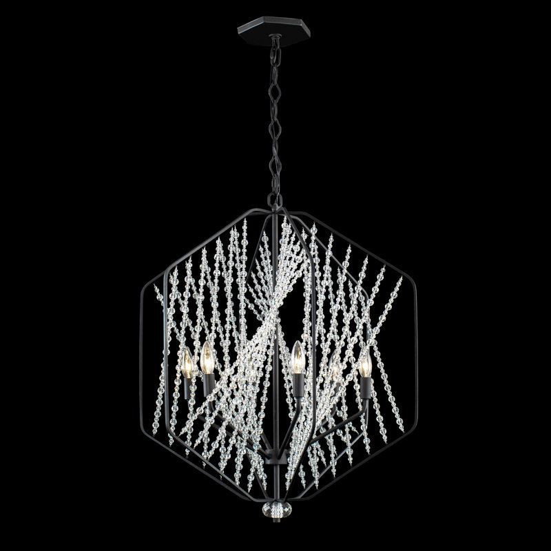 Chelsea 6-Light Black Crystal Pendant Chandelier