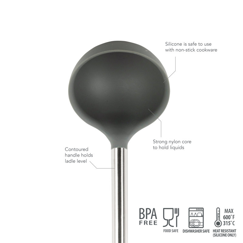 12.9-inch Stainless Steel and Silicone Soup Ladle