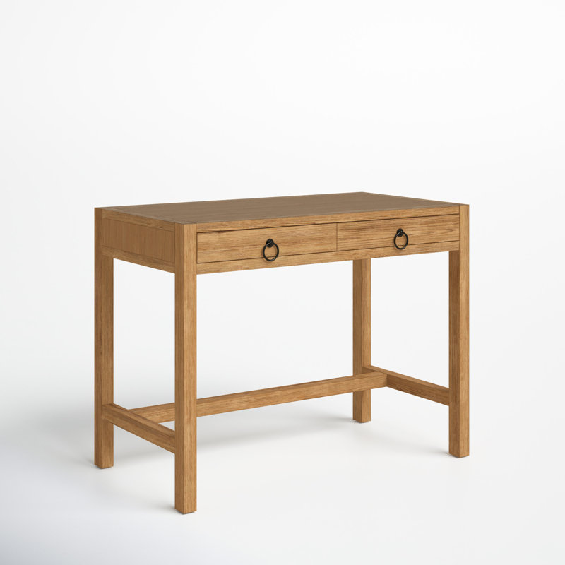 Elin 116'' Natural Wood Writing Desk with Drawers