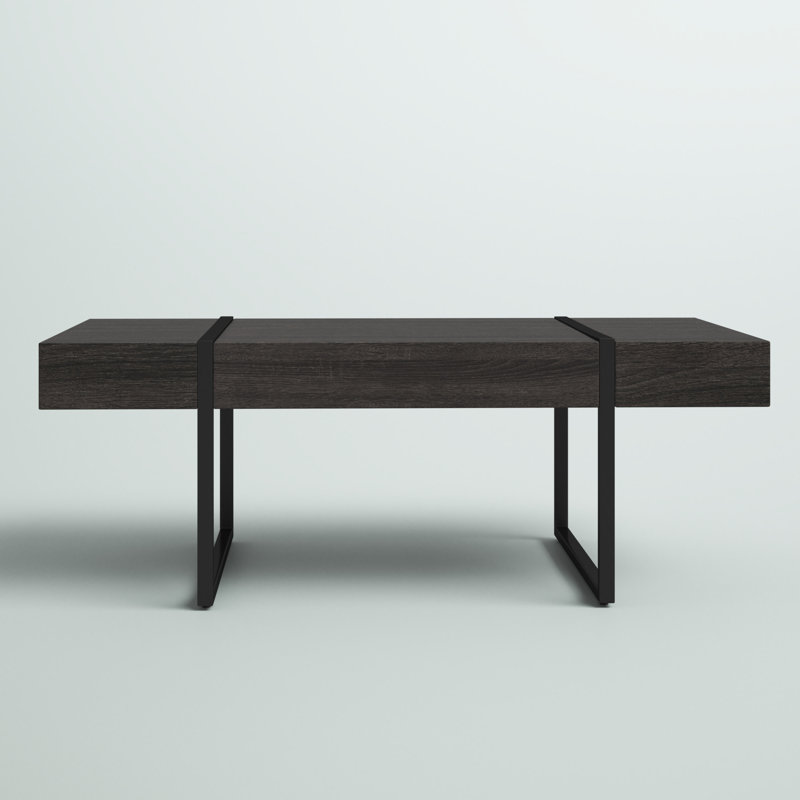Tristan 43'' Black Wood and Metal Transitional Coffee Table