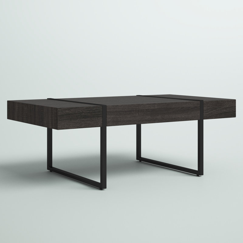 Tristan 43'' Black Wood and Metal Transitional Coffee Table