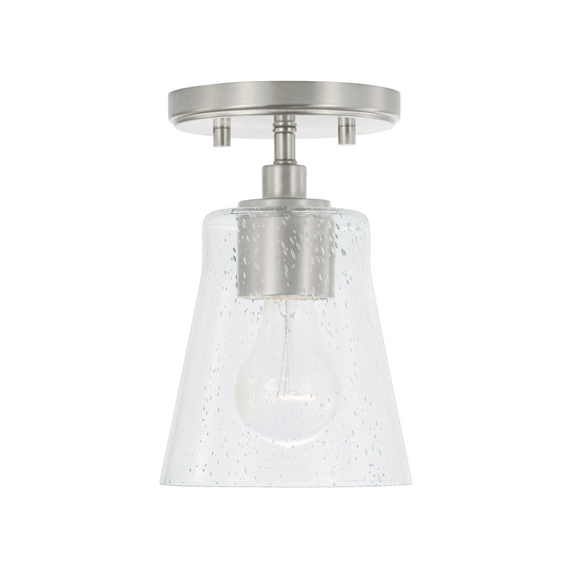 Brushed Nickel Mini Pendant with Clear Seeded Glass Shade