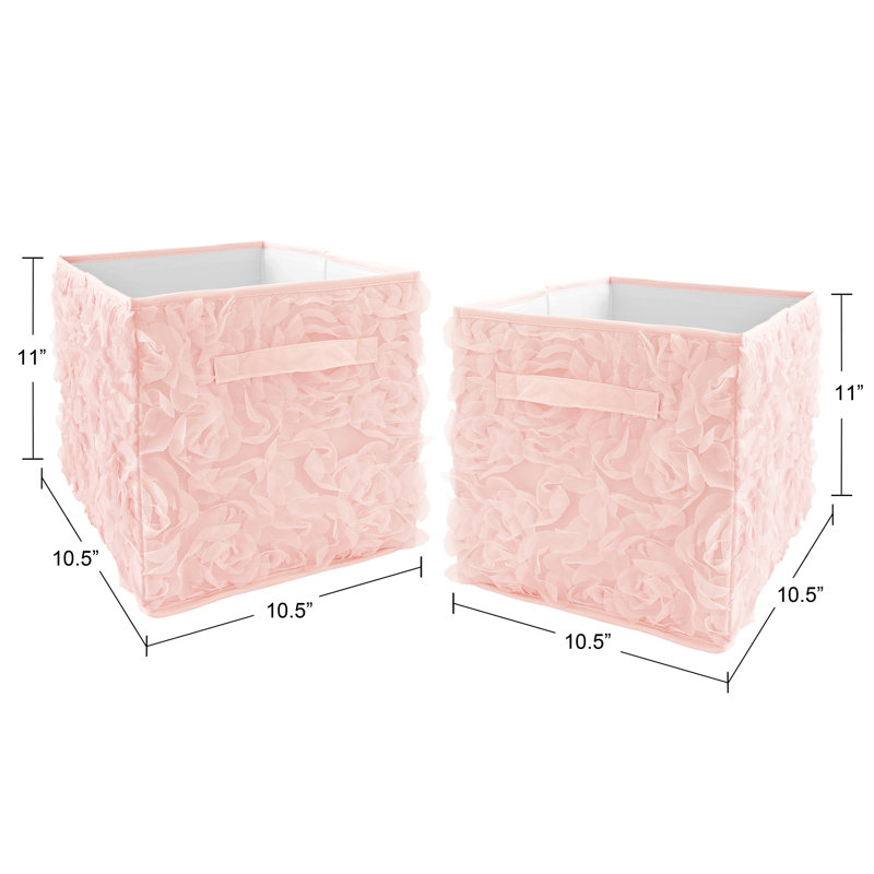 Blush Pink Floral Fabric Foldable Storage Cube Set