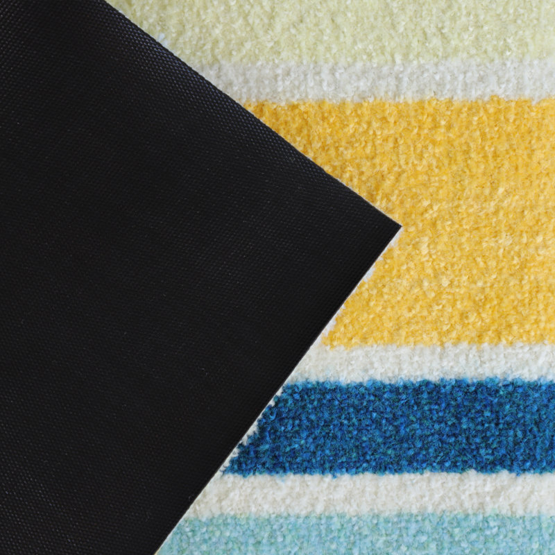 Colorful Coastal Sun Striped Rubber Outdoor Doormat
