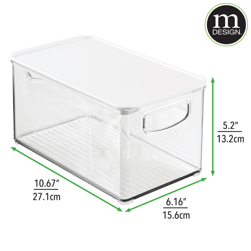 Clear/White BPA-Free Plastic Kitchen Storage Bin Set with Lids, 4 Pack