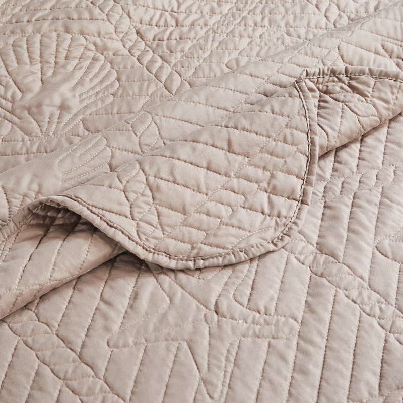 Taupe Reversible Microfiber Full Quilt Set