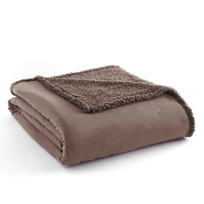 Hazelnut Micro Flannel to Sherpa Full/Queen Reversible Blanket
