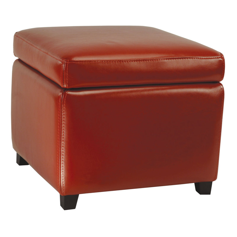 Jonathan Red Faux Leather Flip Top Storage Ottoman