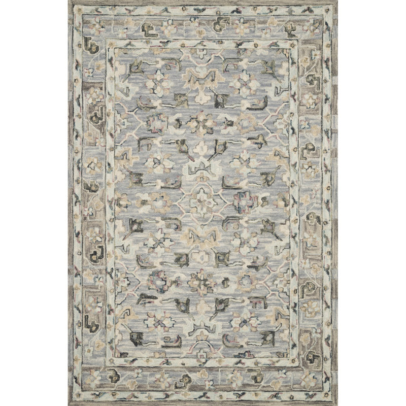 Handmade Light Blue Wool Traditional Rectangular Rug 8' x 10'
