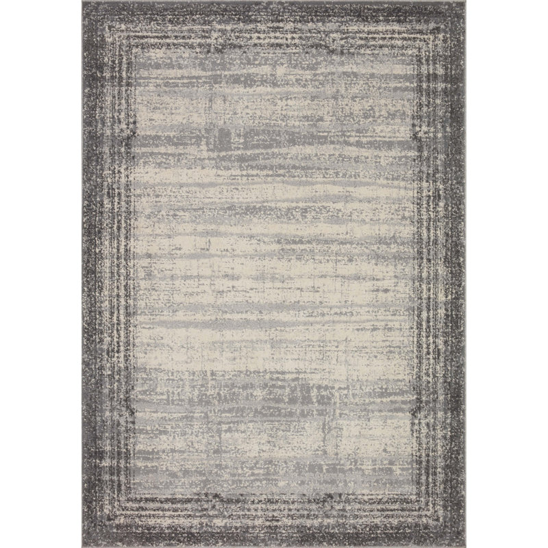 Austen Abstract Pebble & Charcoal Stain-Resistant Area Rug 6'7" x 9'2"