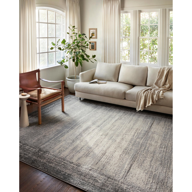 Austen Abstract Pebble & Charcoal Stain-Resistant Area Rug 6'7" x 9'2"
