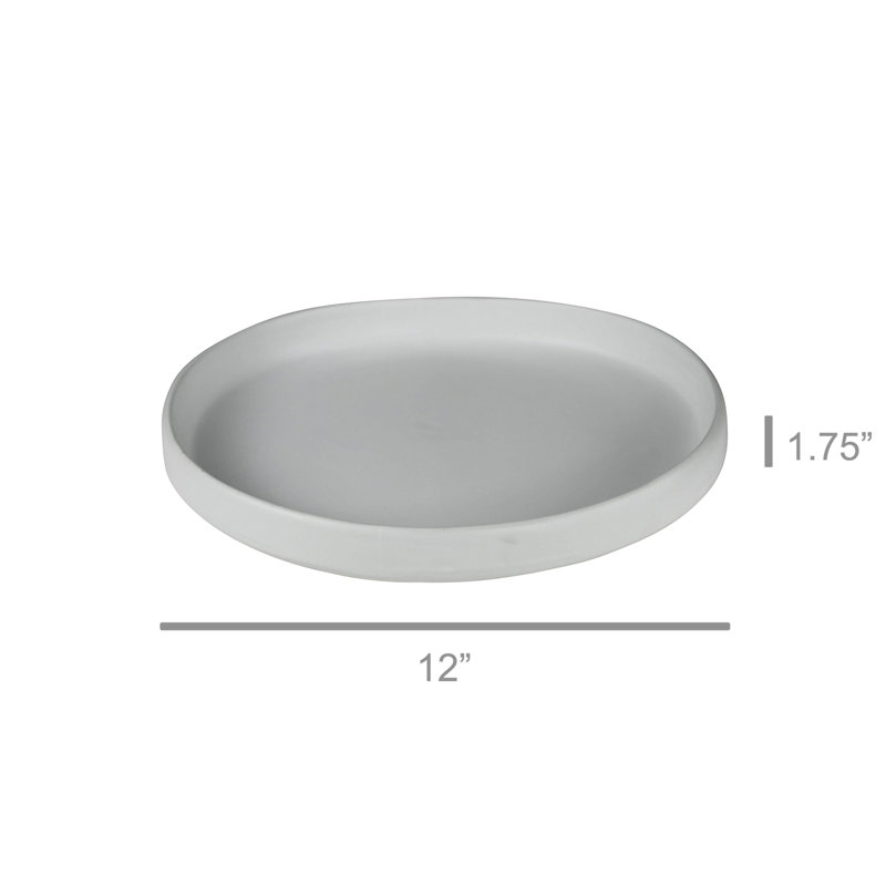 Matte White Ceramic Oval Serving Platter, 12"