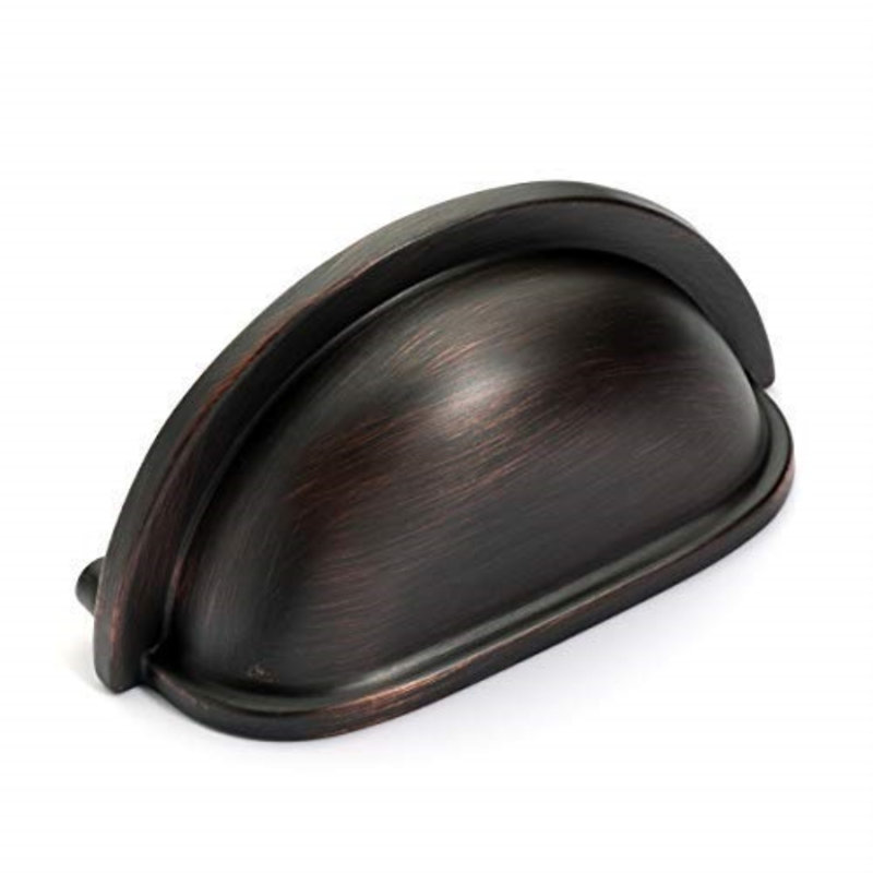 Oil Rubbed Bronze Rustic Cup Pull with Mounting Hardware