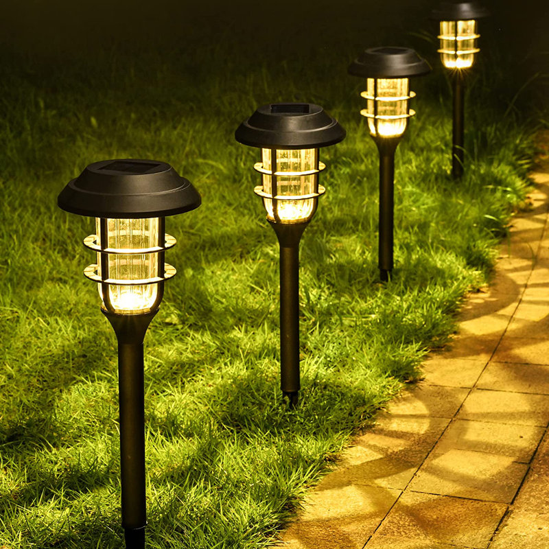 Clear Plastic Solar LED Pathway Lights with Dusk-to-Dawn Sensor, 8-Pack