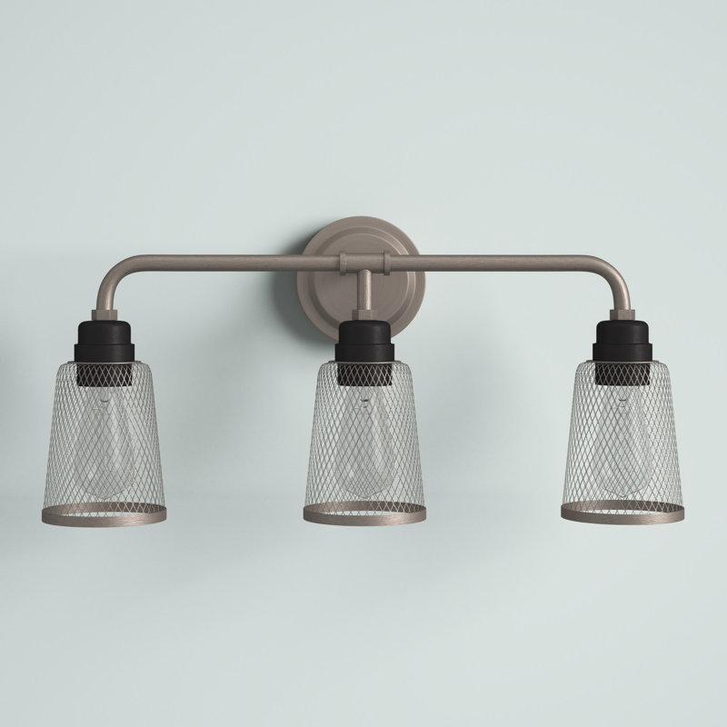 Weathered Zinc & Oil Rubbed Bronze 3-Light Outdoor Vanity Light