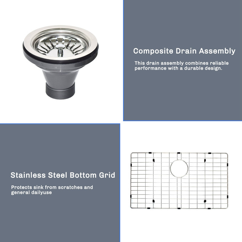 27" Stainless Steel Single Bowl Undermount Kitchen Sink