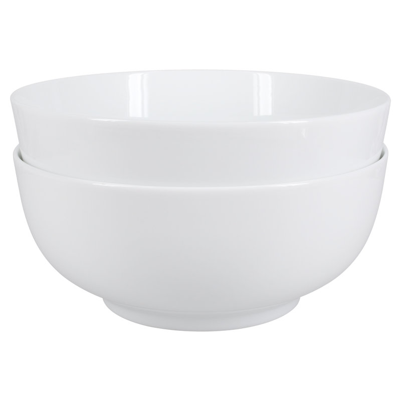 Classic White Porcelain 1.75-Quart Round Serving Bowls, Set of 2