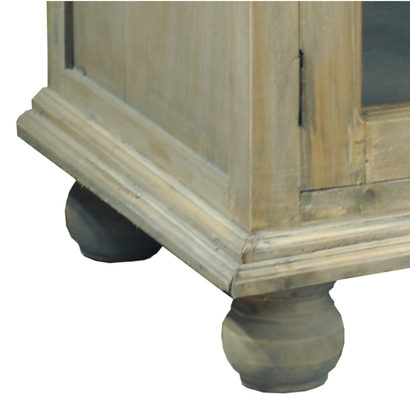 Sunset 87'' Driftwood Brown Solid Mahogany Sideboard with Clover Glass Doors