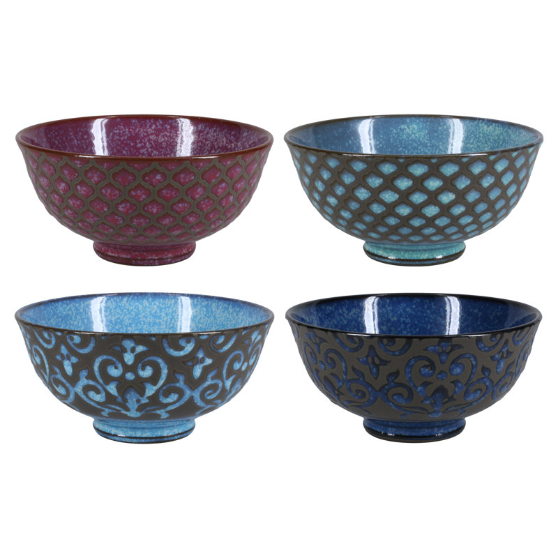Arabella Assorted 10 oz Ceramic Dessert Bowls, Set of 4
