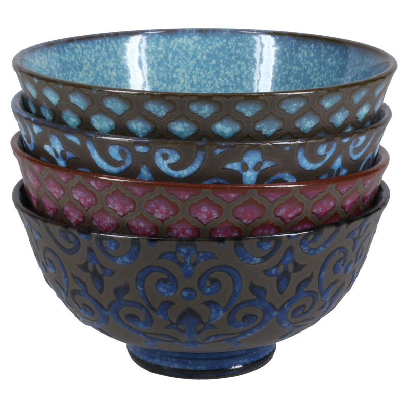 Arabella Assorted 10 oz Ceramic Dessert Bowls, Set of 4