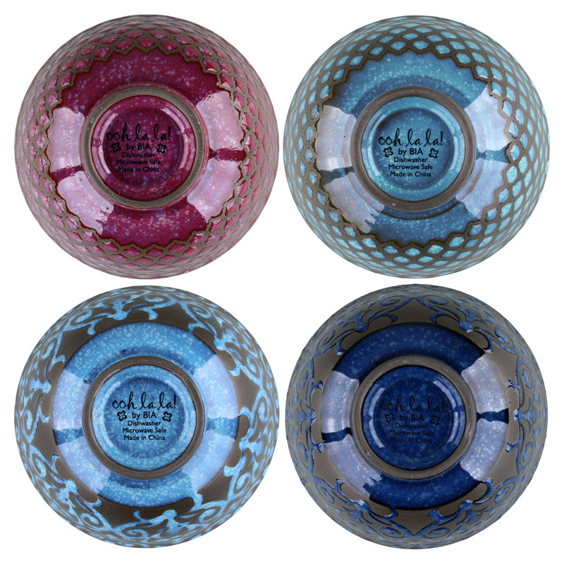 Arabella Assorted 10 oz Ceramic Dessert Bowls, Set of 4