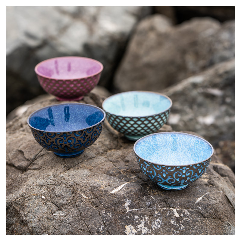 Arabella Assorted 10 oz Ceramic Dessert Bowls, Set of 4