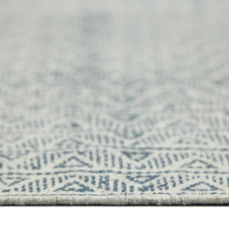 Dune Estra Blue Geometric Cotton Flatweave Rug