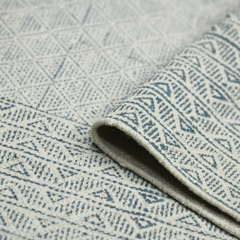 Dune Estra Blue Geometric Cotton Flatweave Rug