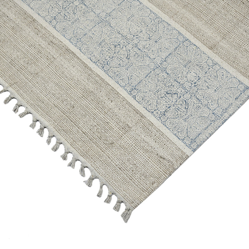 Cresa Handwoven Blue Geometric Cotton Area Rug 3' x 5'
