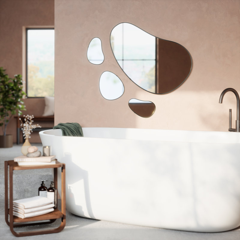 Set of 3 Organic-Shaped Metallic Frame Mirrors