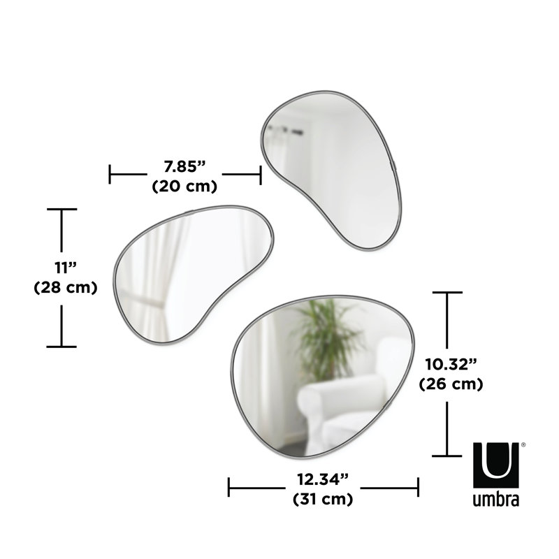 Set of 3 Organic-Shaped Metallic Frame Mirrors