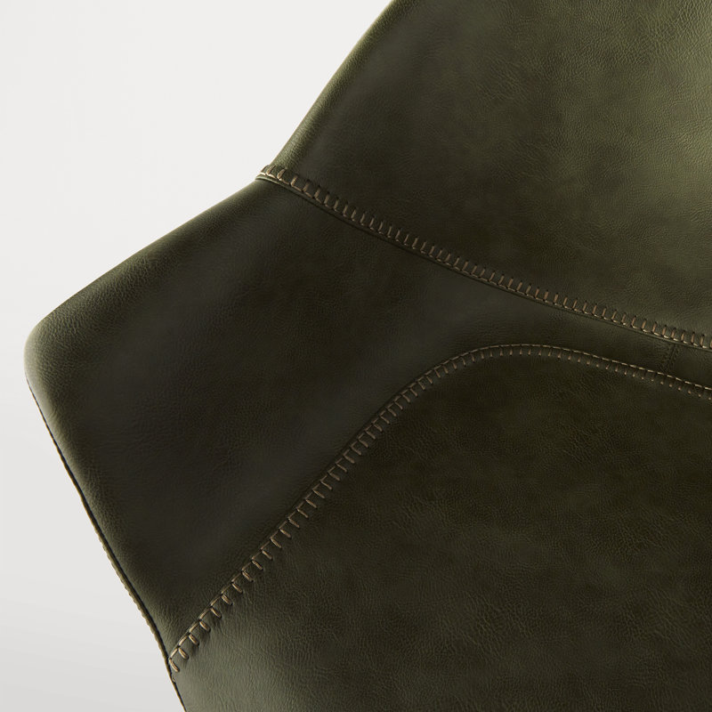 Ember Transitional Swivel Task Chair in Green Faux Leather and Black Wood