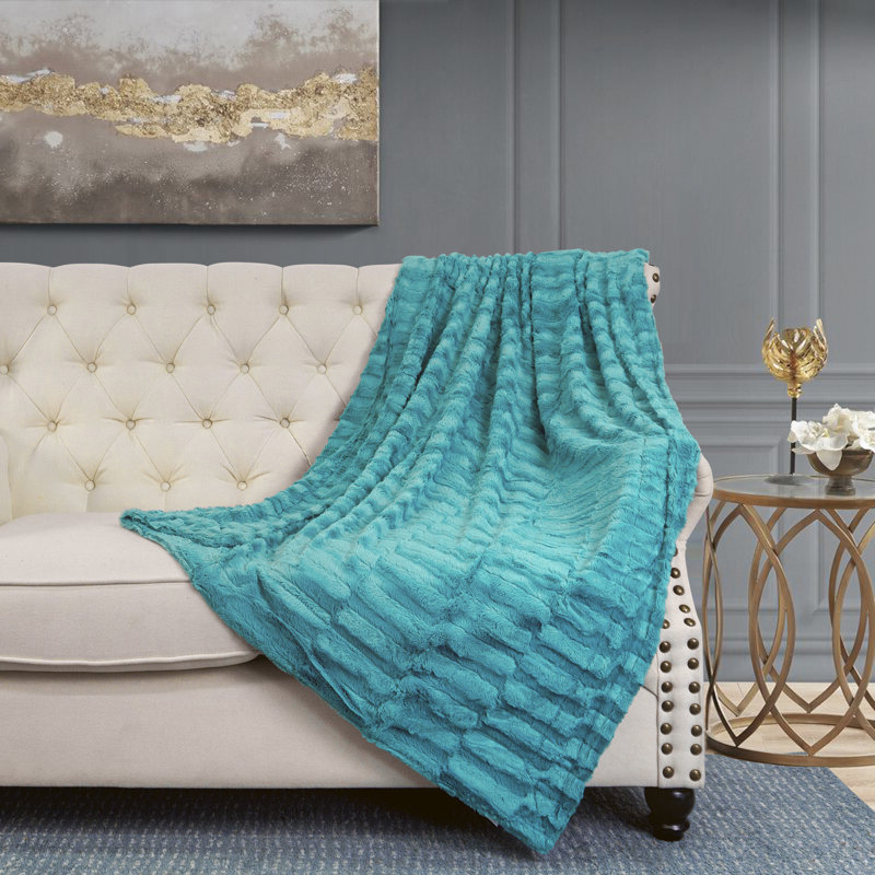 Baltic Blue Reversible Faux Fur Sherpa Throw Blanket